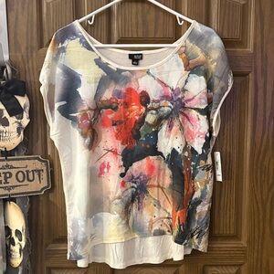 Abstract Watercolor Floral Sleeveless Top